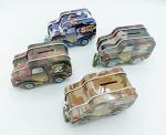 GOLD LEAF Creative Multi Color Military Design Jeep Shape Metal Tin Coin Bank (Pack of 4Pcs)