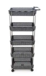 Marmik 5 Layer Kitchen Trolley Rack with Handle Storage Rolling Cart with Wheel For Home, Office