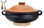 Craftsman India Online Black Clay Pottery Mud Pot For Cooking And Serving, 2 L