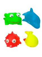 VParents Bathtub Bathing Squeeze Colorful Fish Bath Toys (Multicolor), Pack of 4 (Pack of 4)