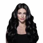 Akashkrishna Hair Black Wavy Wigs, Long Synthetic Middle Part Wigs