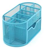 Abaj Metal Blue Desk Organizer And Stationary Organizer With 9 Compartment