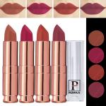 PERPAA Antique Velvet Stick Lipstick, Enreached with Jojoba Oil, Shea Butter Pack of 4 Lipsticks, Shade-Rust Orange,Red Apple,Ruby Magenta,Nude Brown
