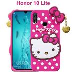 UNILORD Honor 10 Lite Pink Rubber Screen Protector 3D Cute Hello Kitty Back Case Cover