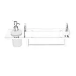 GOSAI Stainless Steel Bathroom Accessories Luxurious Bathroom Shelf with Soap Dispanser and Towel Ring Wall Mounted Shelves 14 x 5 inch