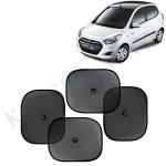 Kingsway Car Curtain Sticky Sun Shade Universal Use for Hyundai I10, 2010 - 2013 Model, Color : Black, Mesh, Pack of 4 Piece Car Sun Shades Blinds Cover
