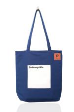 Pepro Blue Cotton Canvas and Polyester Interior Lining Selenophile Tote Bag