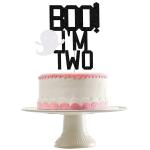 Festiko Boo IM Two Cake Topper Black Glitter Halloween Cake, Ghost Decor, Halloween Birthday For, Halloween 2nd Birthday Cake Topper, Here For The Boos