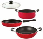 Nirlon 4 pcs of Red Non-stick Kitchen Cooking Utensil Combo Set