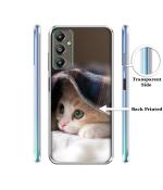 Casotec Sleepy Kitten Design Printed Silicon Soft TPU Back Case Cover for Samsung Galaxy A05s 4G