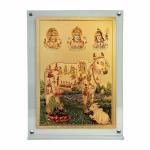 Hawai Gold Plated Kamdhenu Cow Photo with Transparent Acrylic Magentic Tabletop Home Décor Religious Photo Frame, 8x5.8 inch Frame SFDI00495_ACRYLIC