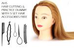 AHS Hair Extensions And Wigs Hair Dummy For Hair Styling Practice/Cutting Hair Dummy With 5 Set Hair Accessories & Clamp Stand (Length 26 Inch) (Golden)