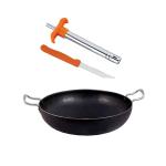 Kitchen Shopee Iron Deep Kadai/Frying Pan Kadhai Cooking 13 In 1 Pes Gas Lighter 5 L