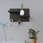 RANDOM Key Holder with Shelf for Home Decor Items | Stylish Key Hanger Wall Mounted Decoration | Handicraft Key Chain Stand | Wooden Keychain Hangers for Office | Wood Keys Organizer with 5 Hooks