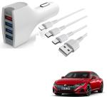Kozdiko 4 Port USB Car Charger with 3 in 1 Cable for Volkswagen Arteon