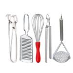 DreamBasket Pakkad & Cheese Grater & Egg Whisk & Roti Chimta & Potato Masher for Kitchen