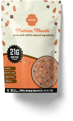 9GRAMS High Protein Muesli with whey & soy protein. Power of 4 millets, 1 wholegrain, Peanut butter and dark chocolate , Use as breakfast cereal, Pre or Post workout snack, 21g natural protein per serving , 300g