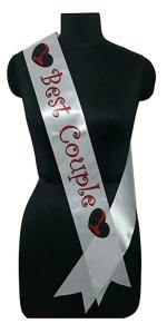 Atpata Funky White Silk Best Couple Sash (Pack Of 2)