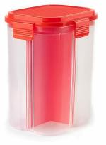 WIDERZONE4 Section Airtight Container for Kitchen Storage, Transparent Food Grade BPA Free Plastic, Leak Proof Air Tight Container with Lock Kitchen Organizer | 2 Liters, Multicolor |