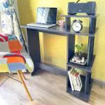 Kawachi Wooden Laptop Study Table Computer Desk Bookshelf, Printer Files Shelves Wenge Brown