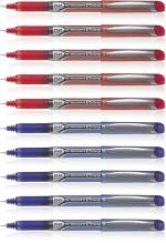 Pilot Hi-Tecpoint V5 Grip Extra Fine Point Liquid Ink Pen | Tip Size - 0.5MM | Dimpled Rubber Grip with Unique Dimple Tip Technology | Ink Colour - 5 Blue and 5 Red | Pack of 10