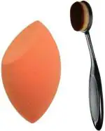 Lenon Beauty Super Soft Oval Foundation Brush with Oval Shape Sponge puff blender (2 Items in the set)