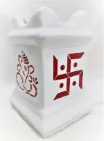 Your Local Store Tulsi Plant Container Handmade With Ganesha and Swastik Design Glossy Finish Ceramic Pot Indoor Outdoor Planter Decor Plant Container Set of 1