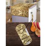 Rexine Waterproof 2-Layered Fridge Top Cover/Refrigerator Cover With 6 Utility Pockets and 1 Pc. Handle Cover (Color-Gold, Size-39x21 Inches)
