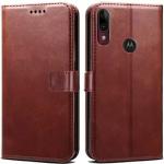 RUPELIK Motorola/ Moto E6 Plus Vintage Leather flip Case Cover| Inside TPU with Card Pockets Wallet Stand Magnetic Closure 360 Degree Complete Protection Vintage Flip Cover for Motorola/ Moto E6 Plus - Brown