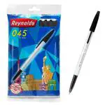REYNOLDS 045 FINE CARBURE BALL PEN- BLACK (SET OF 10) PACK OF 8