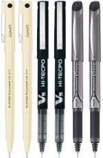Pilot Hi-Tecpoint 05, V5 and V5 Grip Extra Fine Point Liquid Ink Pen | Tip Size - 0.5 MM | Unique Dimple Tip Technology | Ink Colour - Black - 2 05, 2 V5 and 2 V5 Grip | Pack of 6