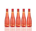 SAIURA Celebration Plastic BPA Free & Leak Proof Fridge Office Bottle 1000 ml Set of 5 - Red