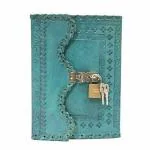 Lovely Craft 7 inch Handmade Leather Diary Writing Book with Lock & Key Meraf Designed Ocean Blue