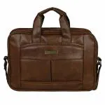 Handcuffs 14 Inch PU Leather Laptop Bag Water Resistant Laptop Messenger Bag Shoulder Sling Office Bag for Men & Women (Brown)
