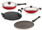 Nirlon 4 pcs of Red Non-stick Aluminium Kitchen Cookware Set