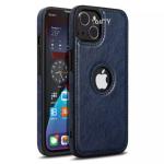 Mamani iPhone 13 Mini Blue Leather Shock Absorbent Hand Stitched Thin Back Cover 7.5 x 1 x 16 cm