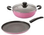 NIRLON Orchid Granite Aluminium Non-Stick Dishwasher Safe Cookware Combo Set, 3 pcs