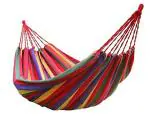 Inditradition Cotton Fold-able Hammock (for Single Person) / Hanging Bed for Camping & Outdoor Activities (197 cm x 80 cm) - Red