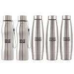 Nirlon Eco and Hexa Stainless Steel Water Bottle 1 L (Set of 5)