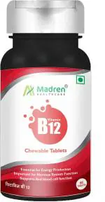Madren Healthcare Vitamin B12 1500 mcg With Folic Acid And Methylcobalamin Supplements, 60 Tablets