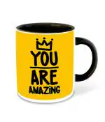 Whats Your Kick You are Amazing Printed Black Ceramic Coffee Mug and Tea Mug 325 ML
