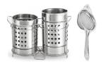 BLUE WONDER Stainless Steel Twin Cutlery Holder Racks With Stainless Steel Tea Strainer and (Multicolour, Pack of 2)