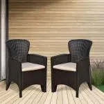 Nilkamal Breeze Premium Cane Pattern |Outdoor |Patio|Rooftop| Poolside| Garden| Terrace Plastic Outdoor Chair With Cushion (Weathered Brown, Set of 2, DIY(Do-It-Yourself)