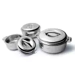 UNINOX Stylo Double Walled Stainless Steel Casserole Set of 3 Pcs (500, 1000, 1500 ml) Food Warmer Hot-Pot for Roti/Chapati | Easy Grip Handle | BPA Free