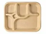 Vinishq 5 Compartment Biodegradable Eco-Friendly Dinner Plate | Disposal Square Thali| Microwave Safe Plates, Breakfast Plates, Disposable Plates( Pack of 25)