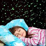 DreamKraft Green Vinyl Galaxy Of Stars With Moon Radium Night Wall Stickers 25x25 cm