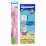 Aquawhite Plastic Combo Of Peppa Pig Flash Soft Toothbrush For Kids With Peppa Pig Toothpaste (Pack of 2)