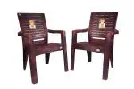 NPPL National Plastic Durable Chair for Home & Office Rose Brown Plastic Cafeteria Chair (Pre-Assembled) (Pack of 2)
