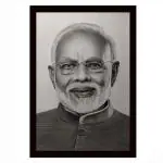 Chaque Decor Black Frame Narendra Modi Texture Paper Art Print WithoutGlass,Black In White ,Perfect for Home Decor, For Living Room, Bed room, Office, Hotel,wall decoration 20x14| Large. Set of 1 Black In White