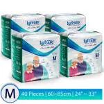 lyfcare Adult Pull -Up Pants Diapers |Medium-40 Pieces |Pack Of 4, Each 10 Pieces| Waist Size: 60-85 Cm | 24 -33 Inch